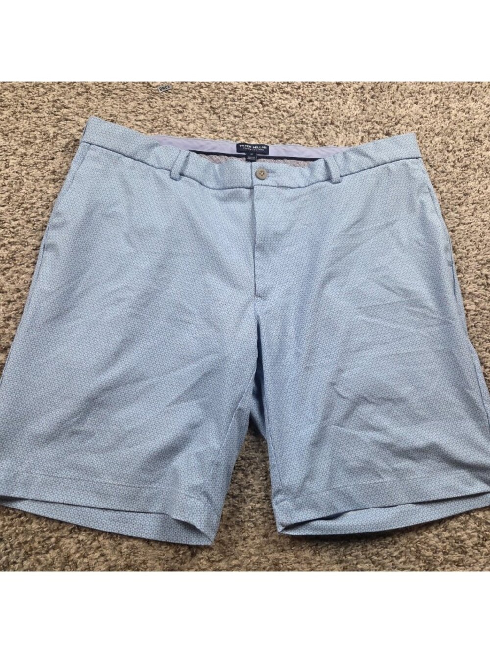 Peter Millar Crown Crafted Golf Chino Shorts Mens 38 Blue Geometric Performance
